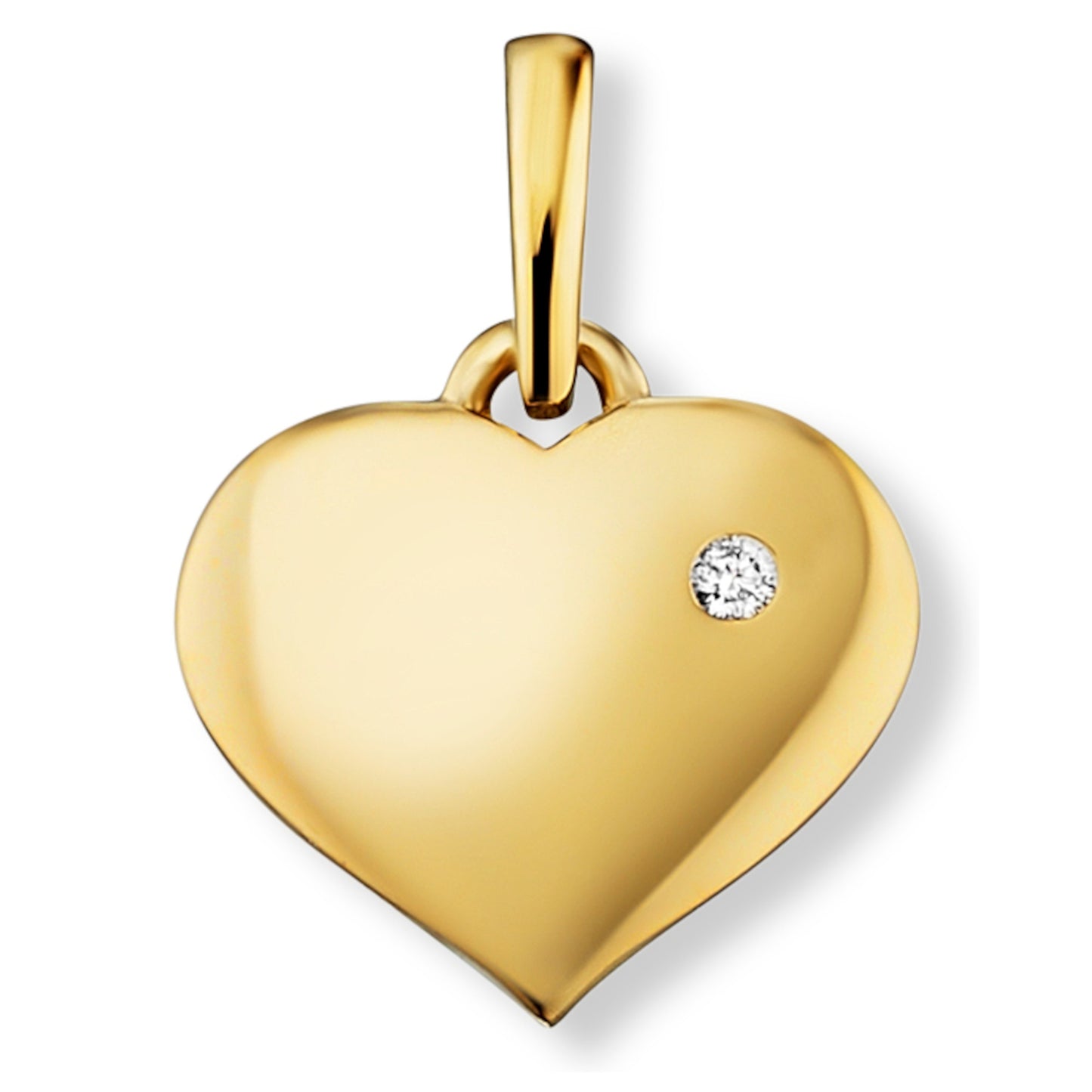 0.01 ct Diamant Brillant Herz Anhänger aus 585 Gelbgold