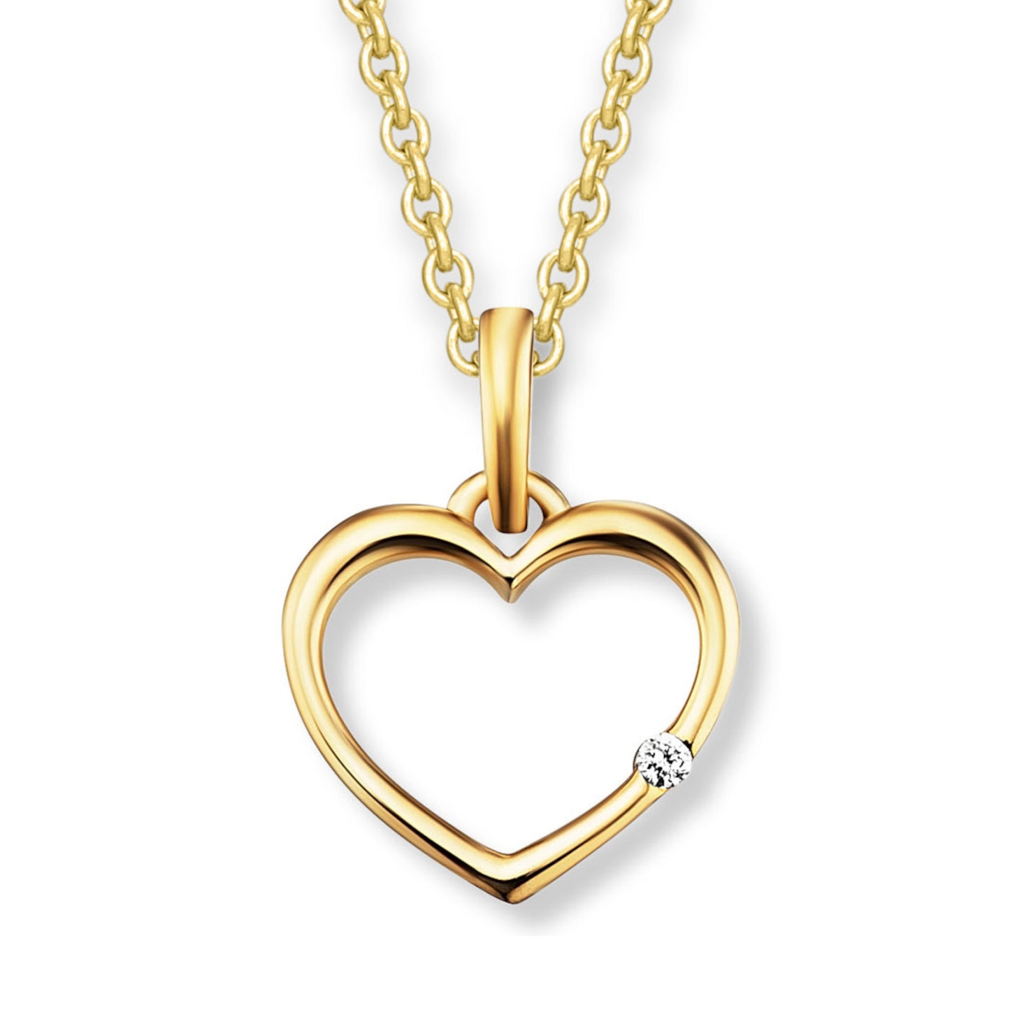 0.01 ct Diamant Brillant Herz Anhänger aus 585 Gelbgold