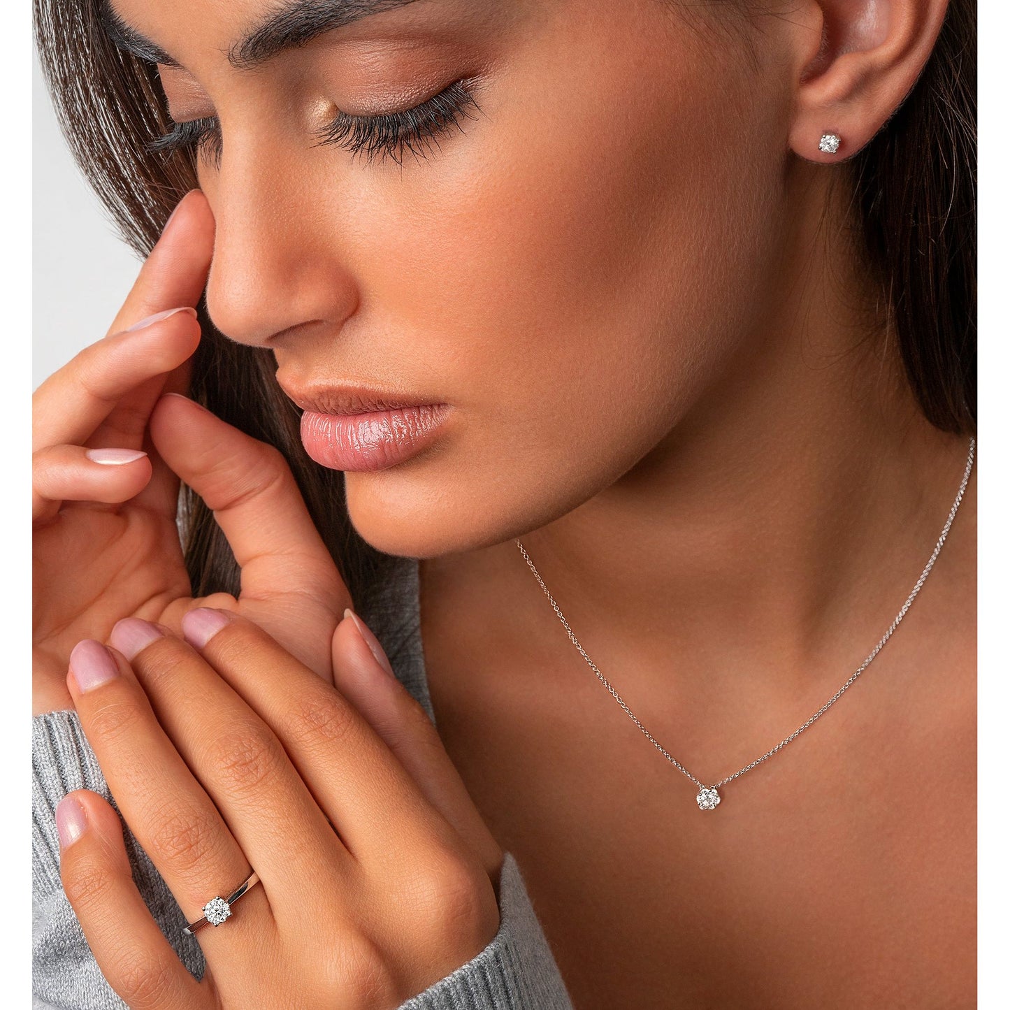 One Element 0.15 ct Brillant Diamant Anhänger aus 585 Weißgold