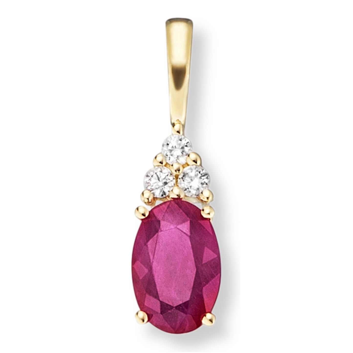 One Element 0.04 ct Brillant Diamant Rubin Anhänger aus 585 Gelbgold