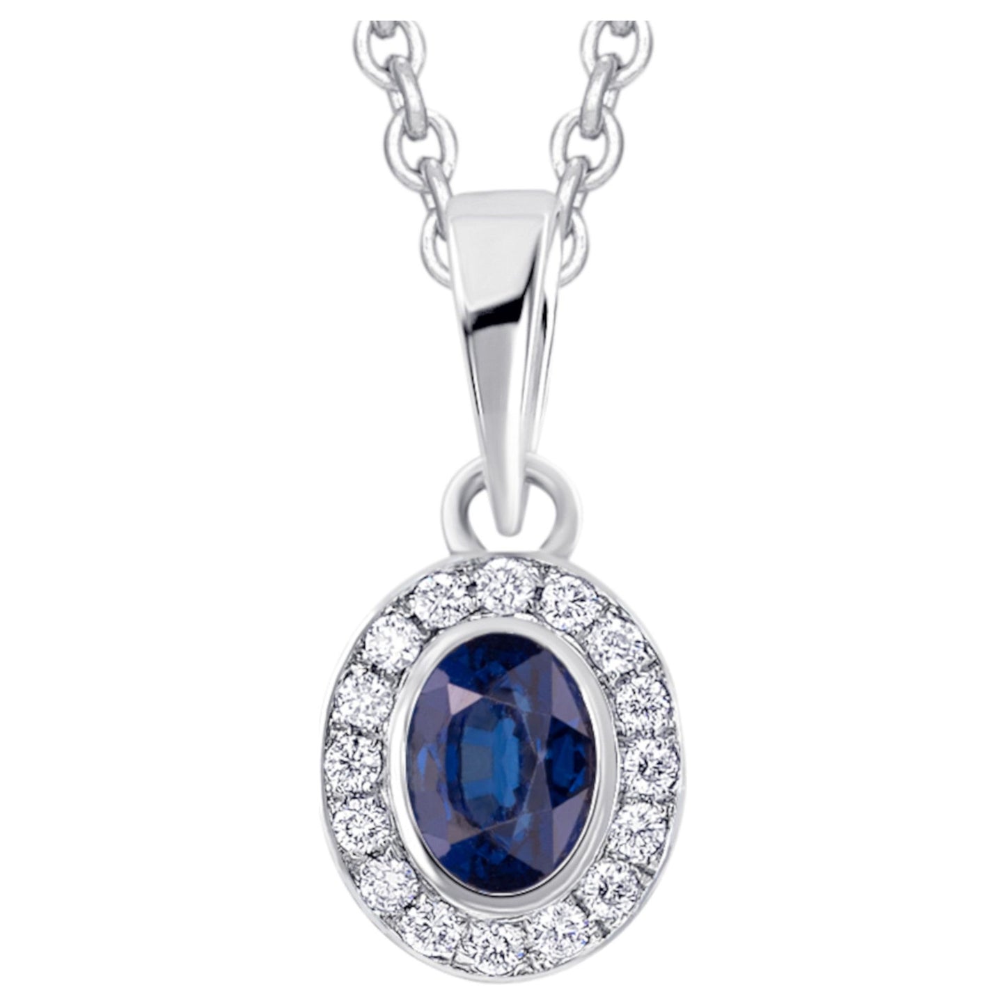 0,04 ct Diamant Brillant Safir Anhänger aus 585 Weißgold