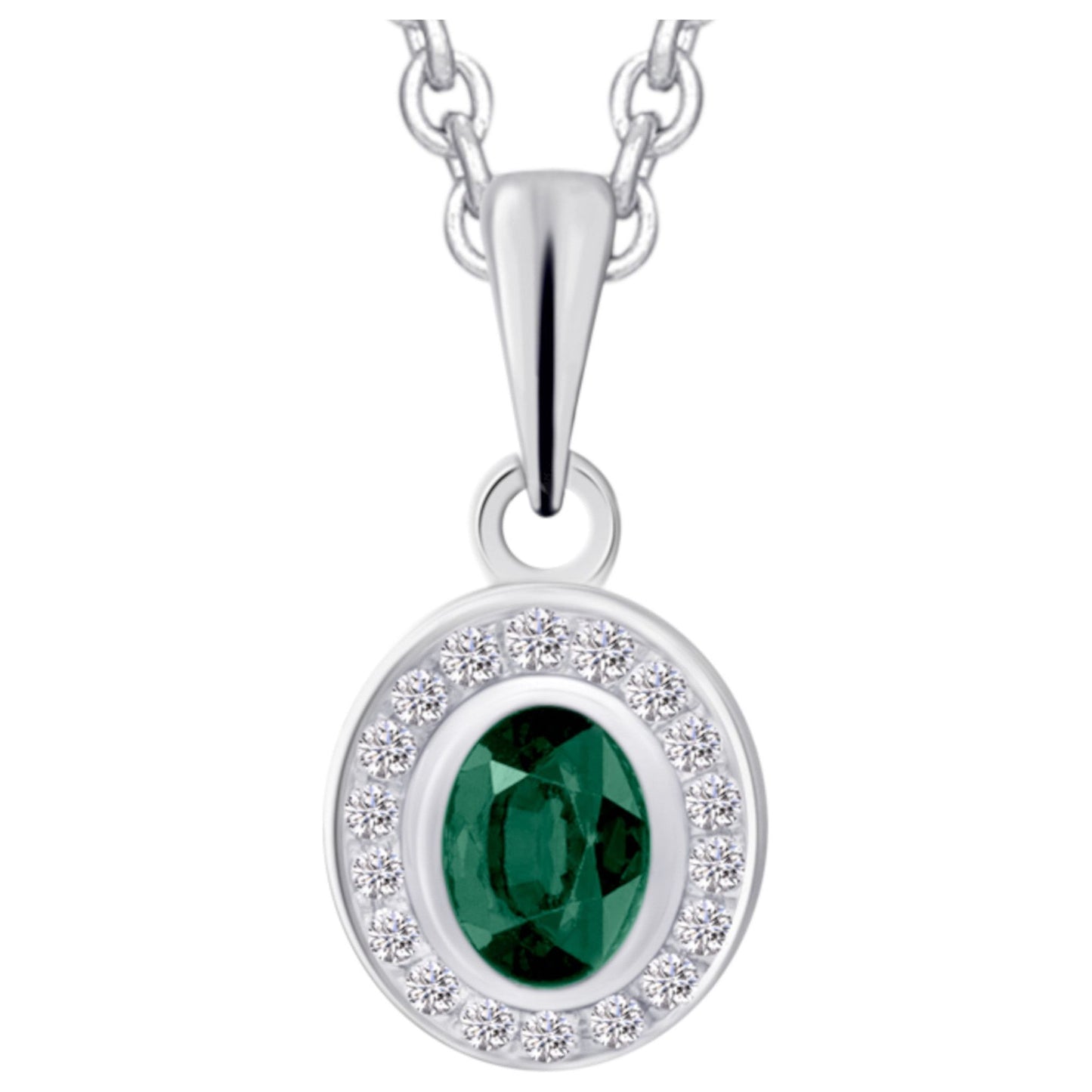 0,04 ct Diamant Brillant Smaragd Anhänger aus 585 Weißgold