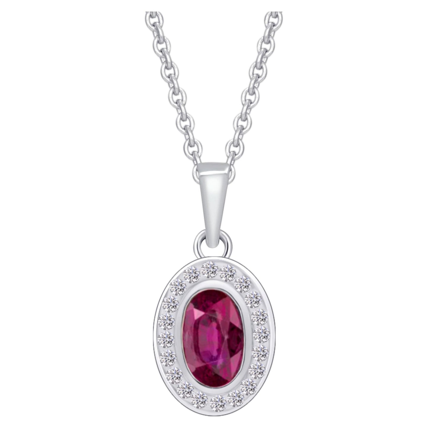 0,05 ct Diamant Brillant Rubin Anhänger aus 585 Weißgold