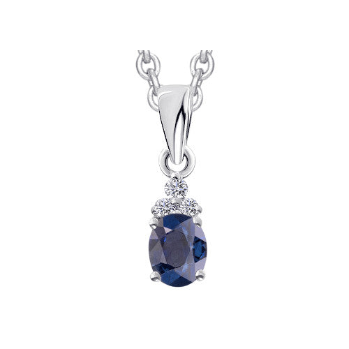 0,03 ct Diamant Brillant Safir Anhänger aus 585 Weißgold