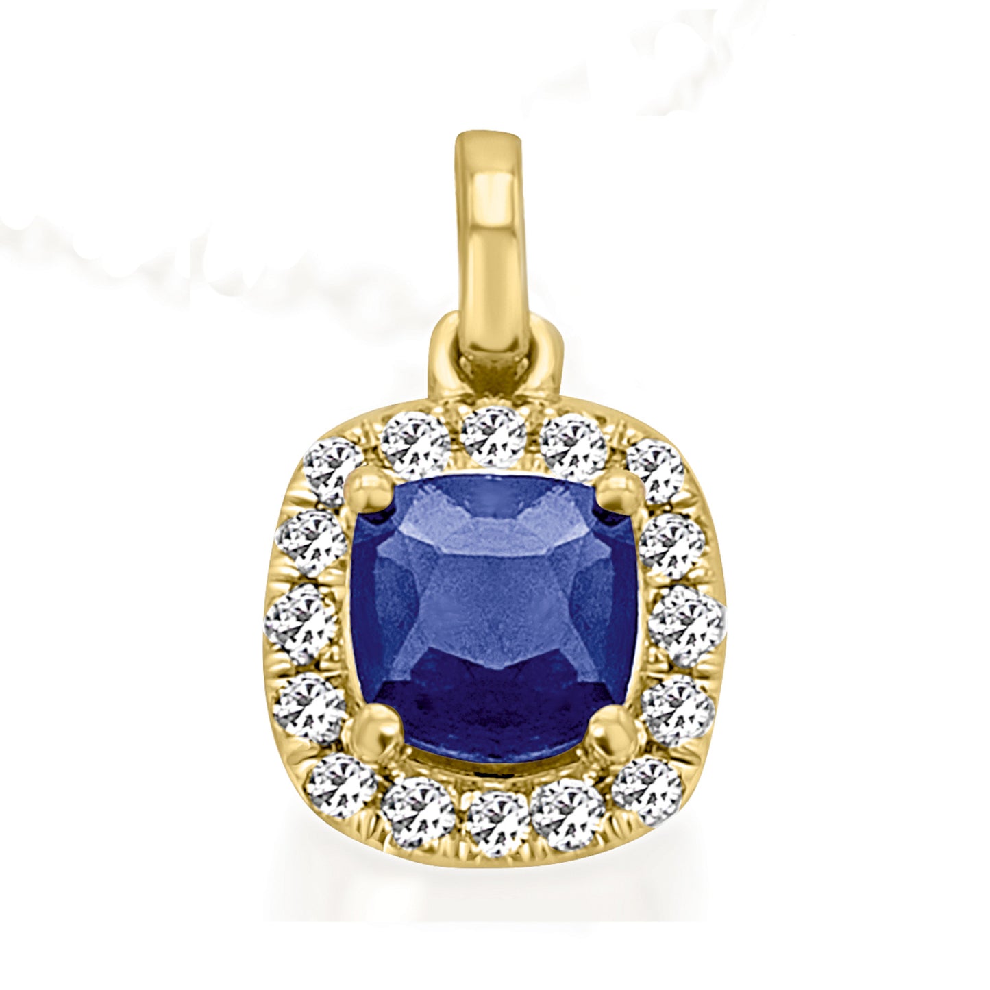 0,12 ct Diamant Brillant Safir Anhänger aus 585 Gelbgold