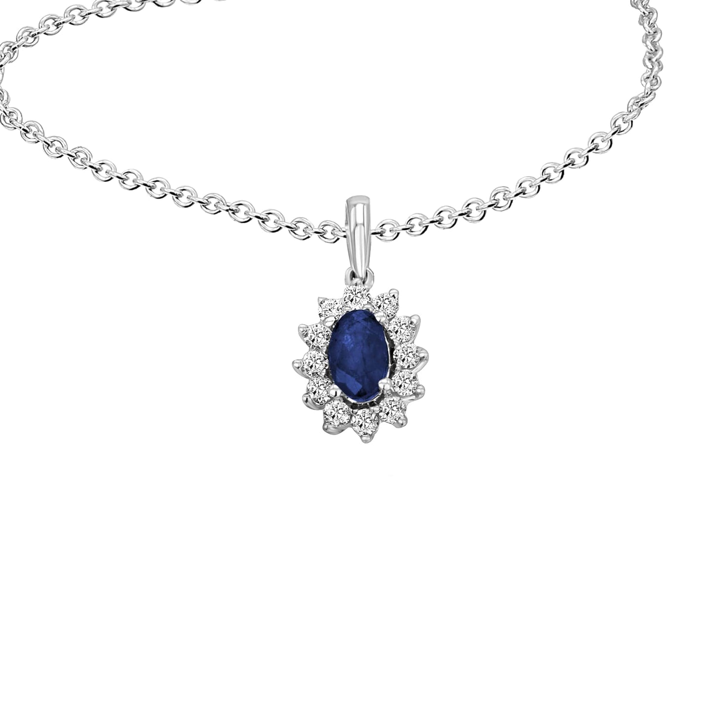 One Element 0,15 ct Brillant Diamant Safir Anhänger aus 585 Weißgold