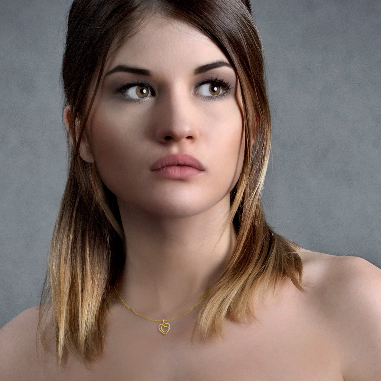 One Element Zirkonia Herz Herz Anhänger aus 333 Gelbgold