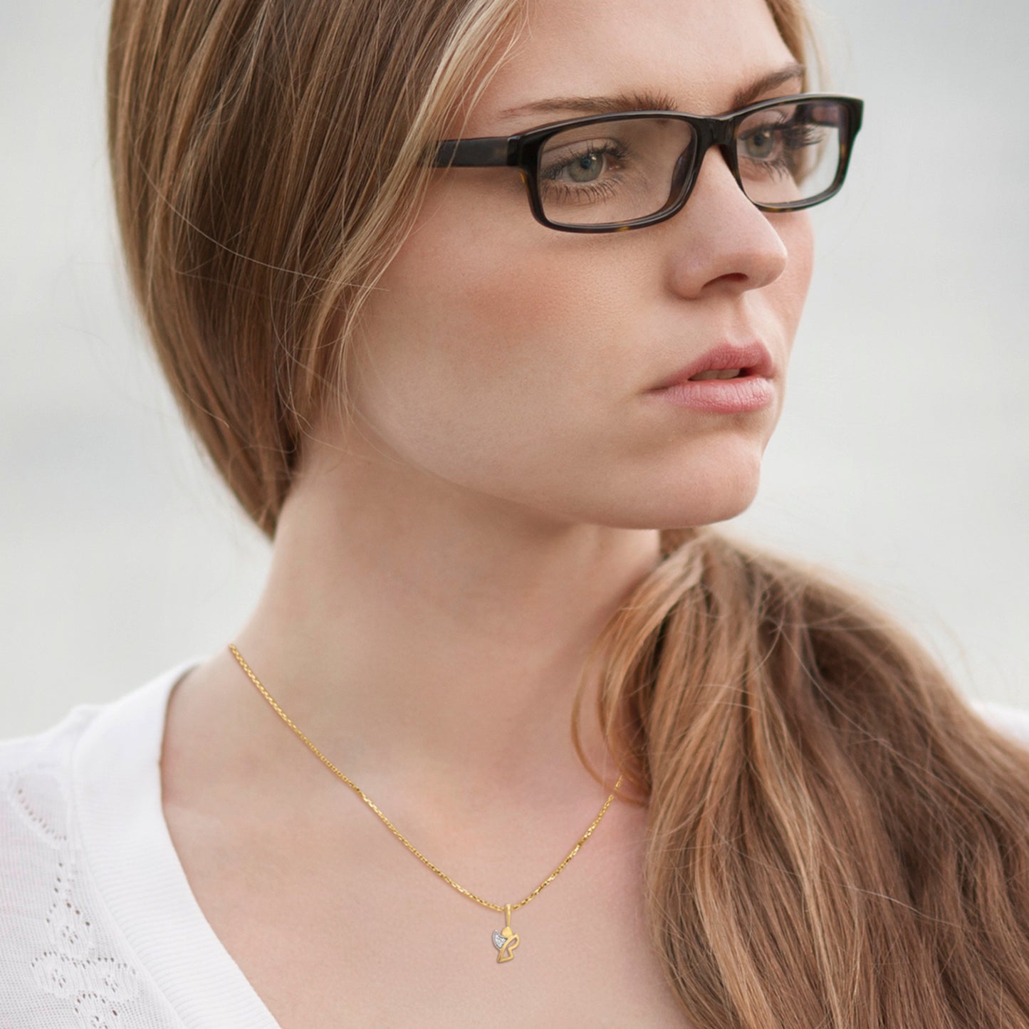 One Element Zirkonia Engel Anhänger aus 333 Gelbgold