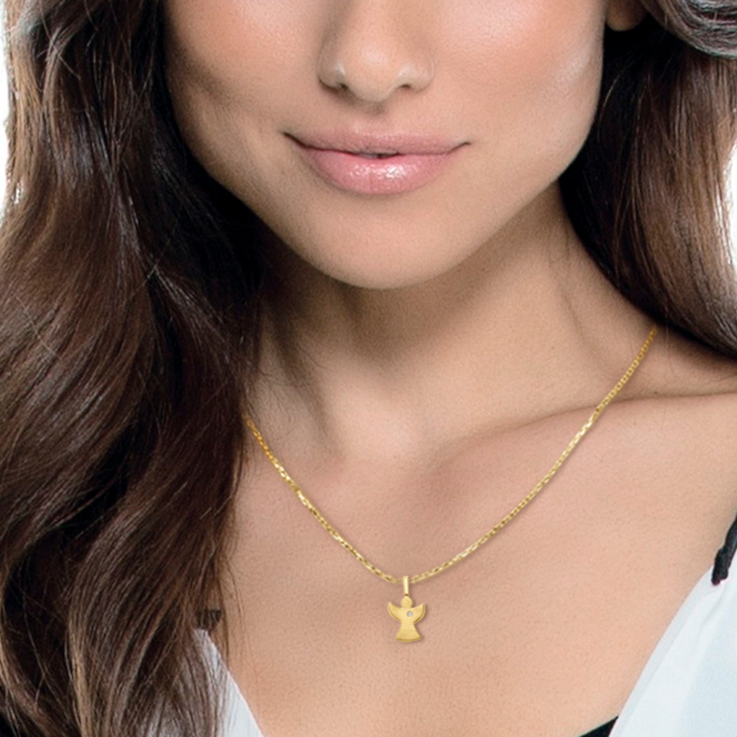 One Element Zirkonia Engel Anhänger aus 333 Gelbgold