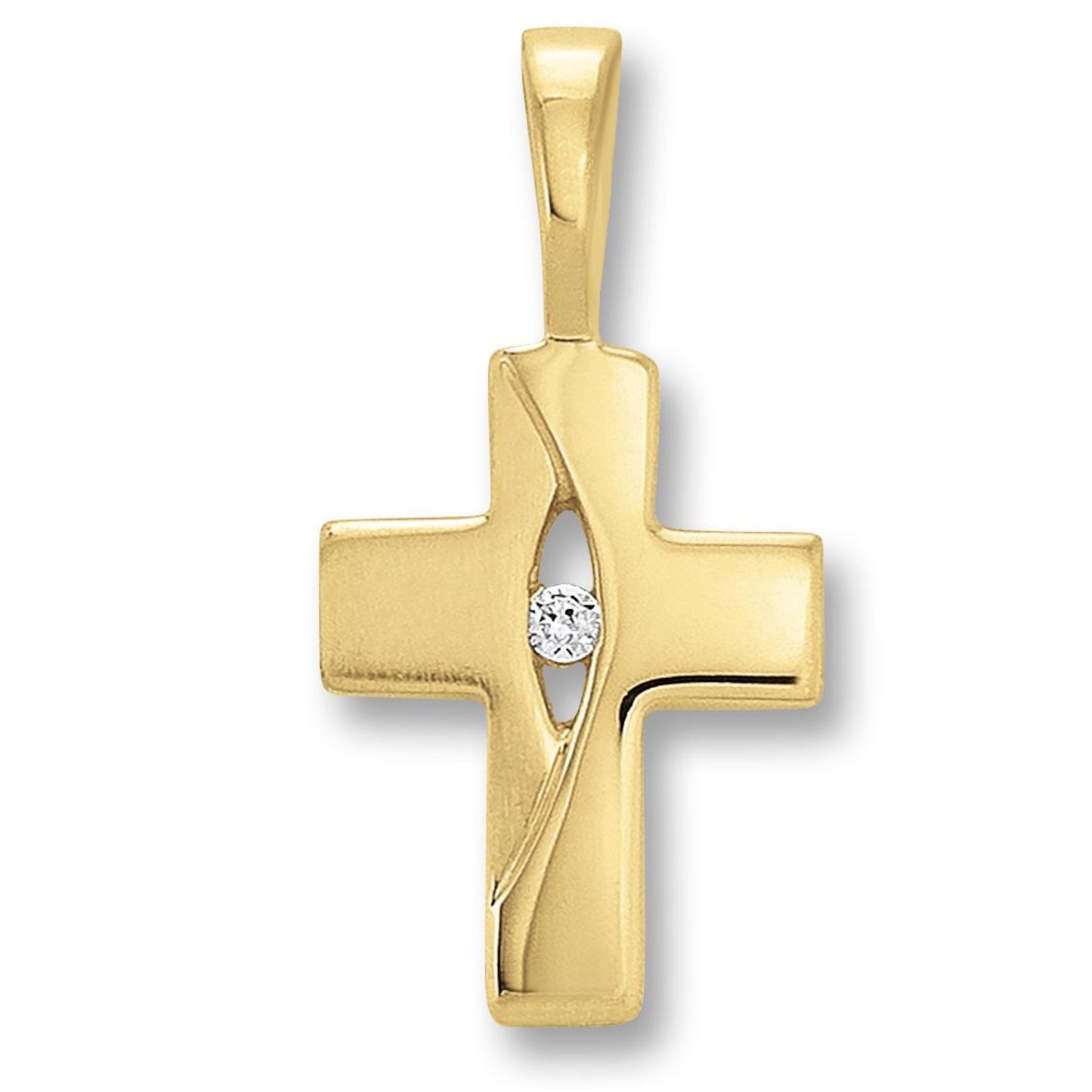 Zirkonia Kreuz Anhänger aus 333 Gelbgold