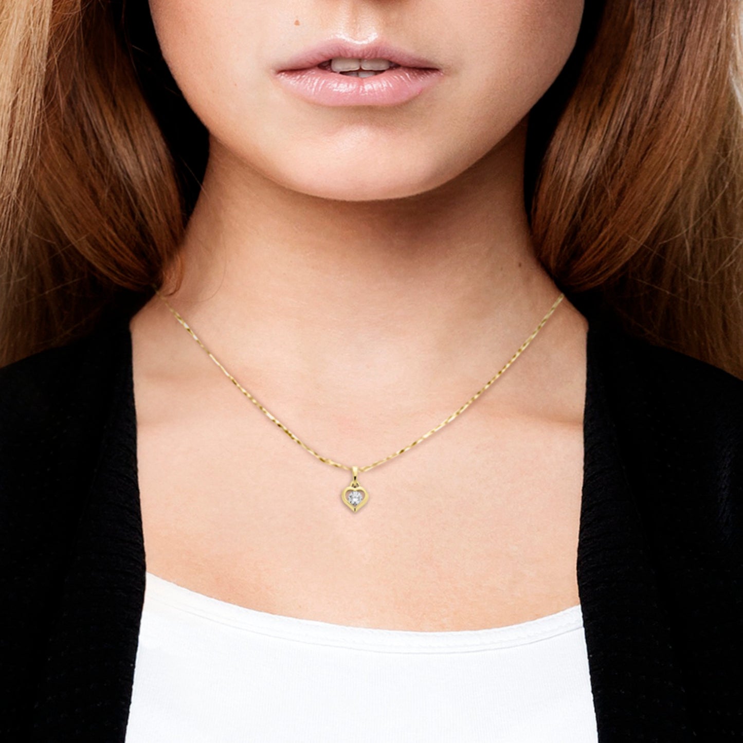 One Element Zirkonia Herz Herz Anhänger aus 333 Gelbgold