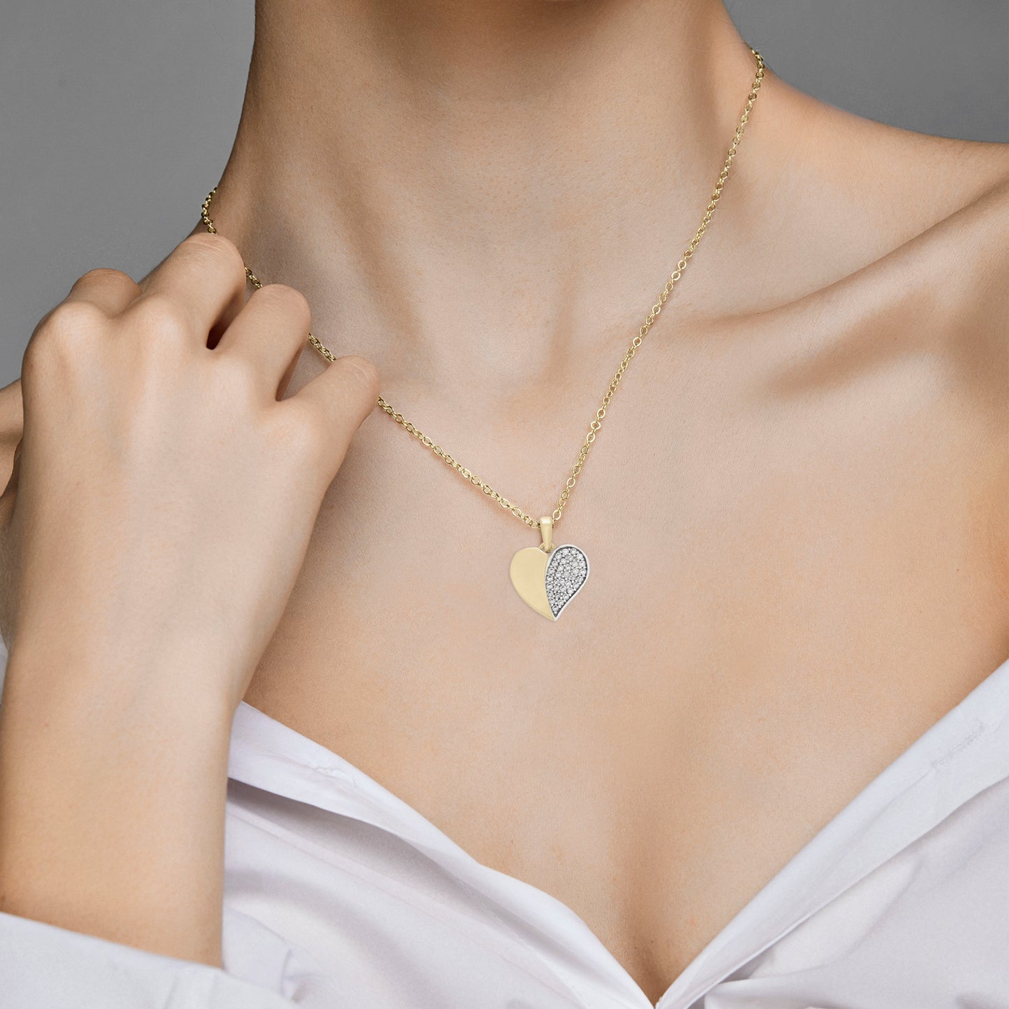 One Element Zirkonia Herz Herz Anhänger aus 333 Gelbgold