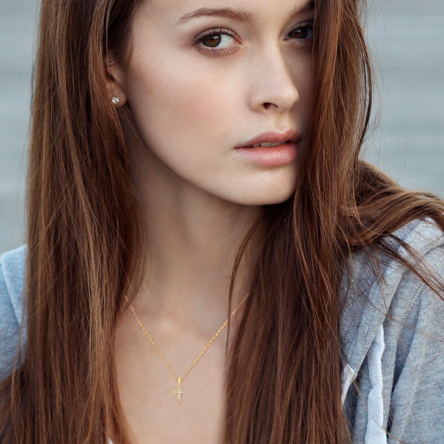 One Element Zirkonia Kreuz Anhänger aus 333 Gelbgold