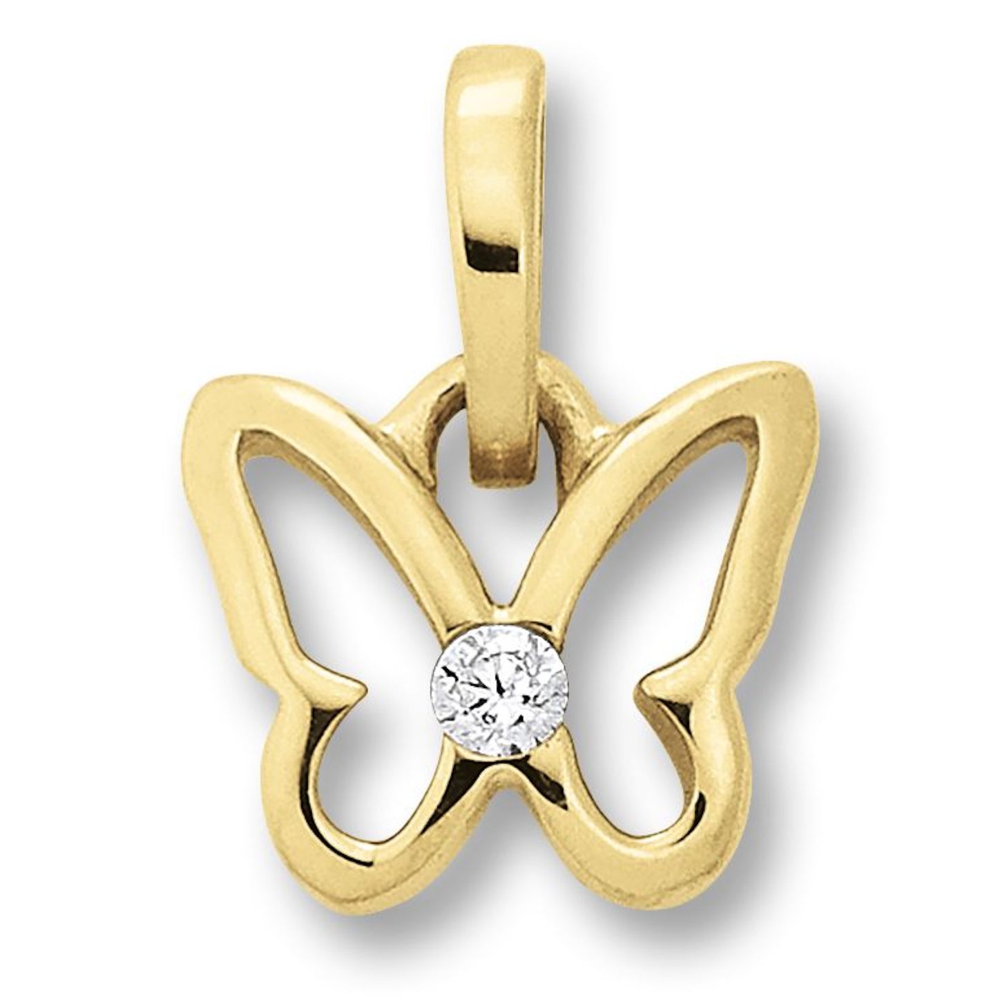 Zirkonia Schmetterling Anhänger aus 333 Gelbgold