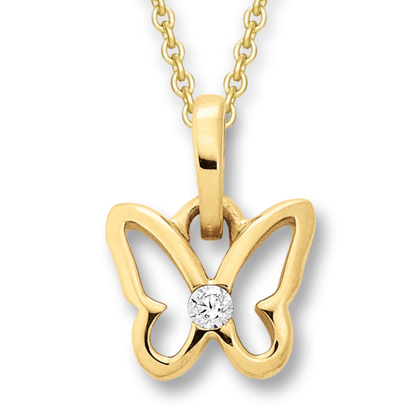 Zirkonia Schmetterling Anhänger aus 333 Gelbgold