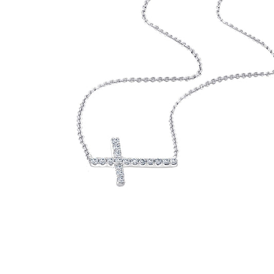 One Element 0,09 ct Diamant Brillant Halskette Rundankerkette aus 585 Weißgold  45 cm