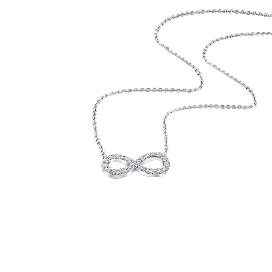 One Element 0,10 ct Diamant Brillant Halskette Rundankerkette aus 585 Weißgold  45 cm