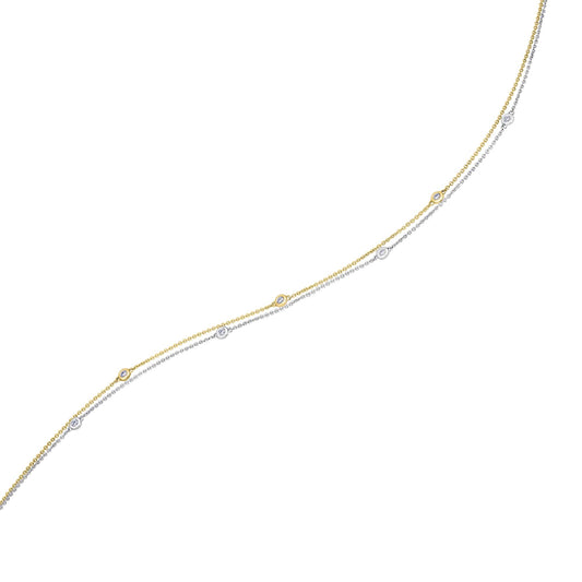One Element 0,25 ct Diamant Brillant Halskette Rundankerkette aus 585 Gelbgold  45 cm