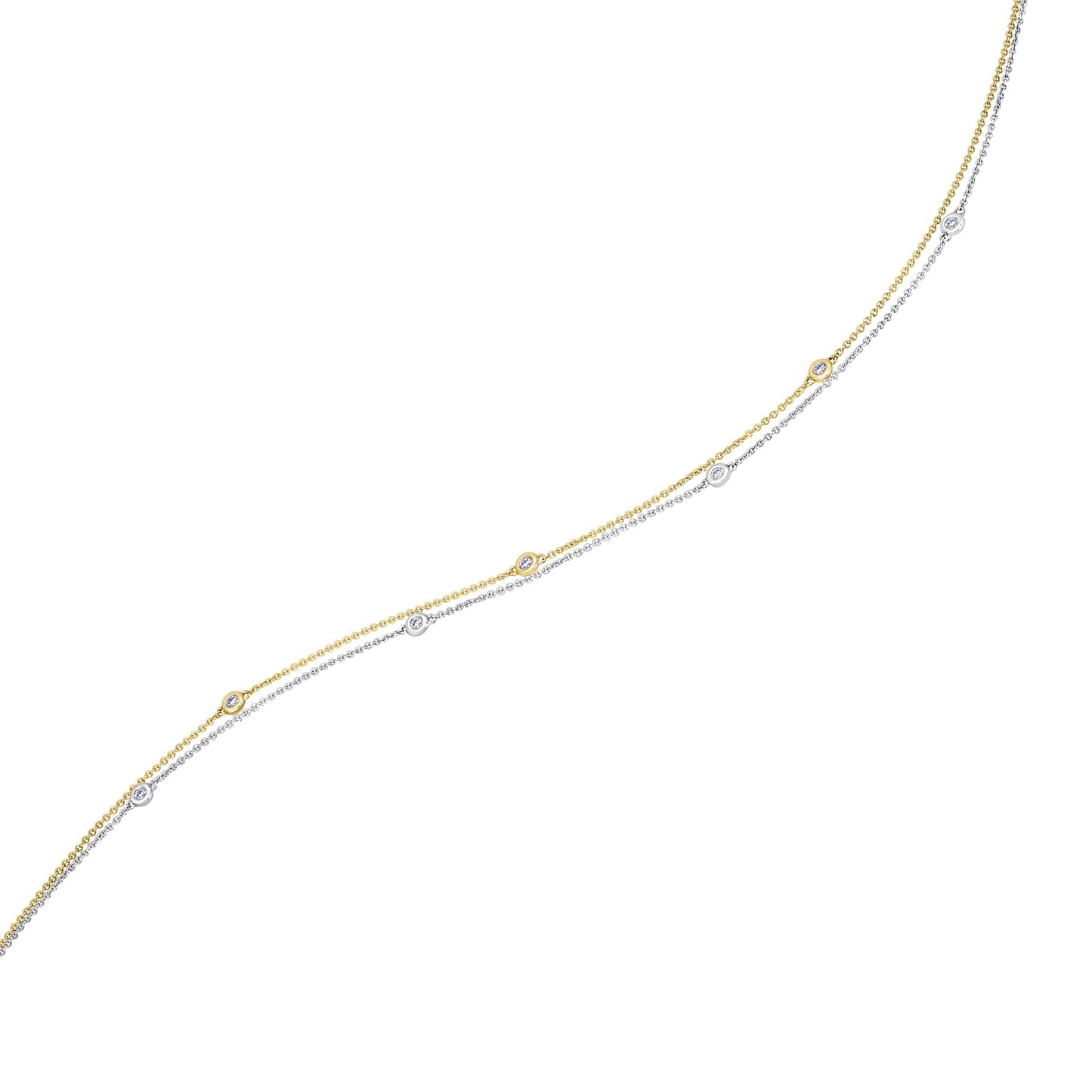 One Element 0,25 ct Diamant Brillant Halskette Rundankerkette aus 585 Gelbgold  45 cm