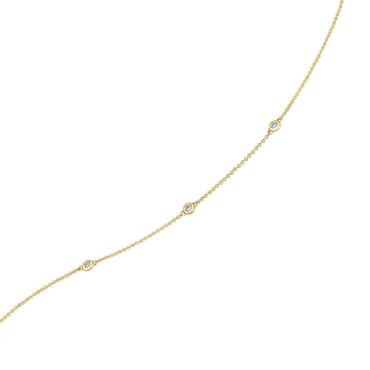 One Element 0,11 ct Diamant Brillant Halskette Rundankerkette aus 585 Gelbgold  45 cm