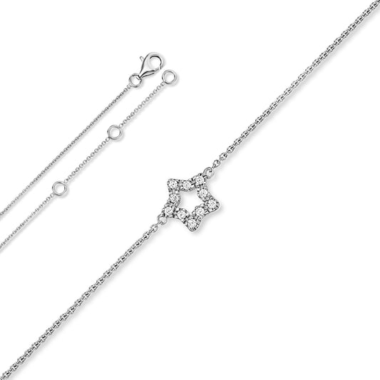 One Element  Zirkonia Stern Halskette aus 925 Silber  45 cm