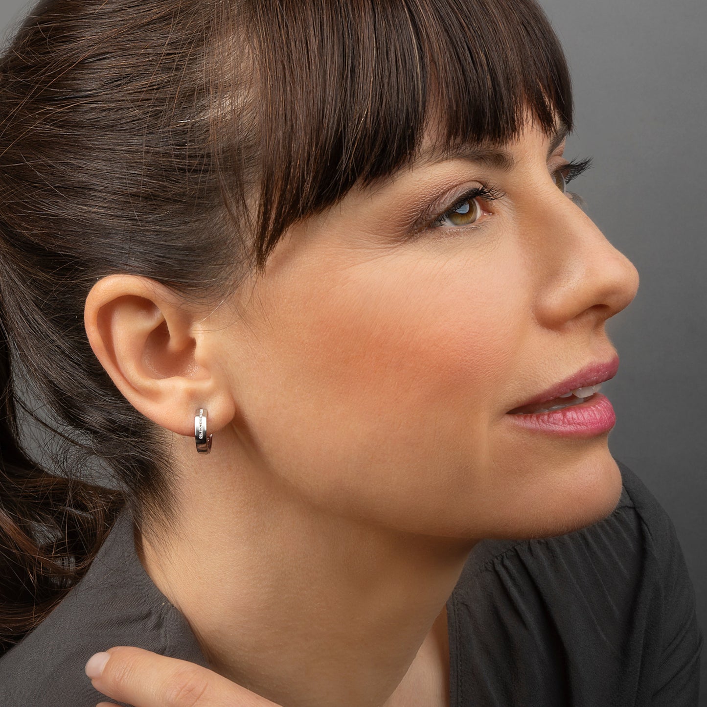 One Element 0.09 ct Brillant Diamant Ohrringe Creolen aus 585 Weißgold