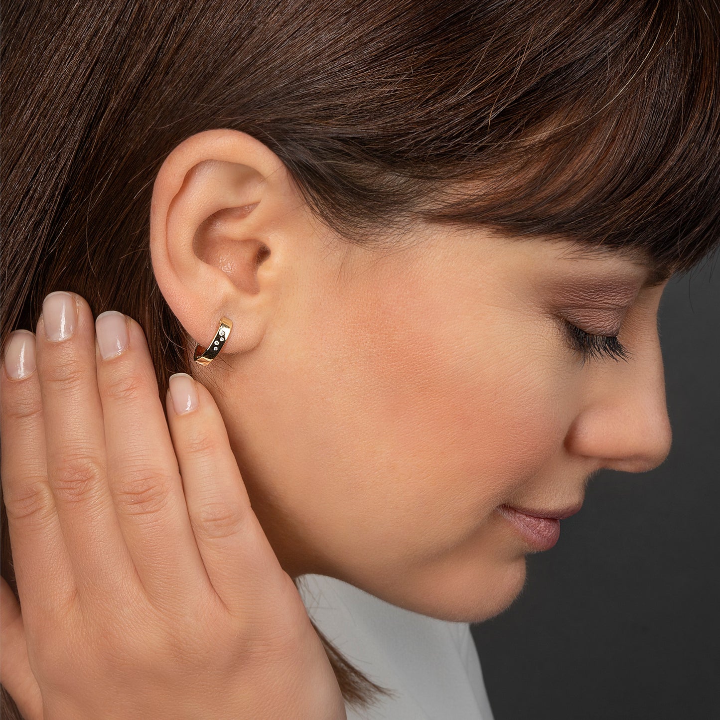 One Element 0.04 ct Brillant Diamant Ohrringe Creolen aus 585 Gelbgold