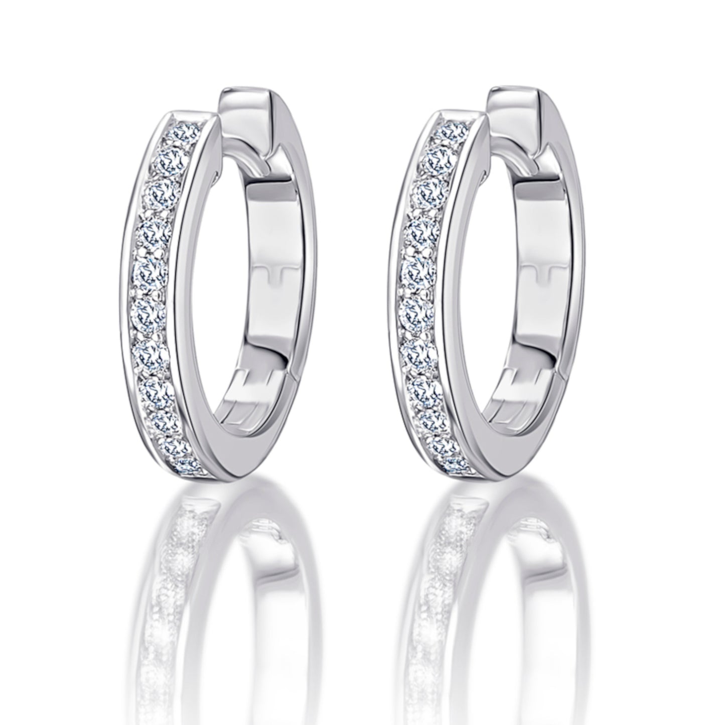0.27 ct Diamant Brillant Ohrringe Creolen aus 585 Weißgold