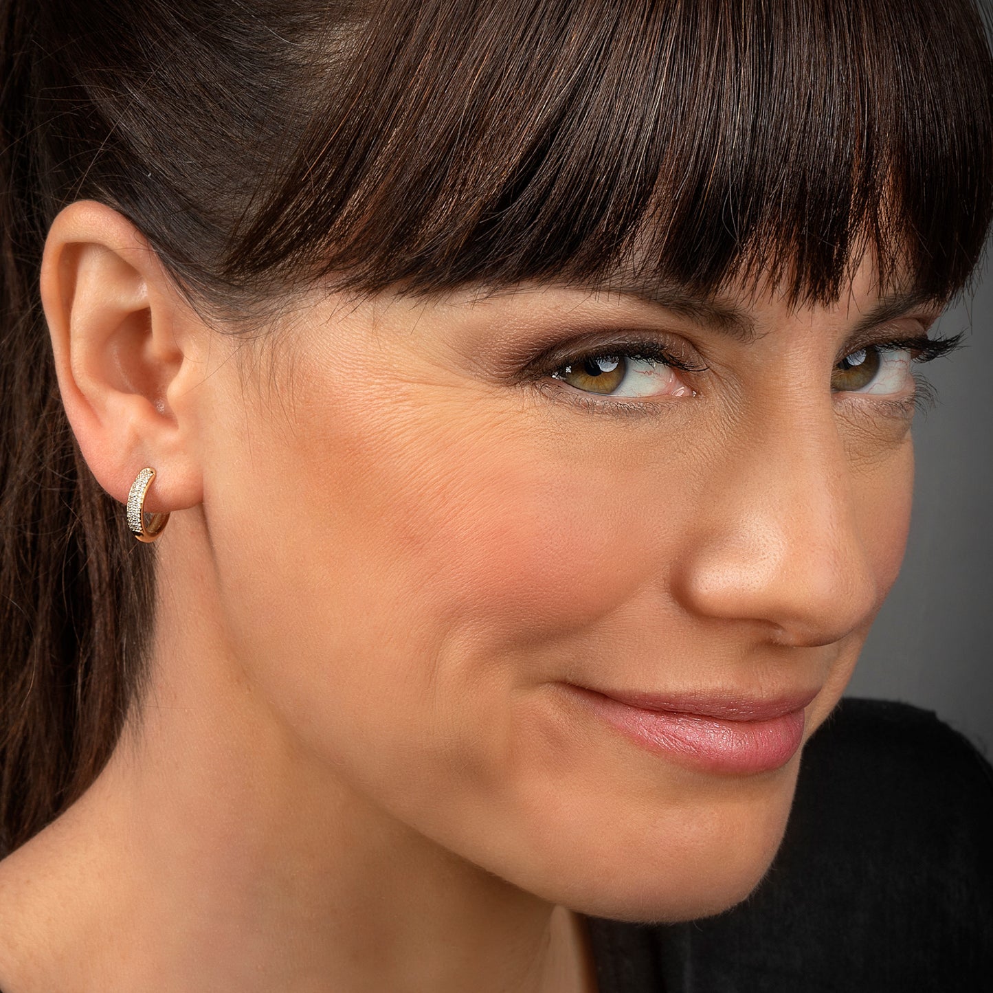 One Element 0.25 ct Brillant Diamant Ohrringe Creolen aus 585 Gelbgold