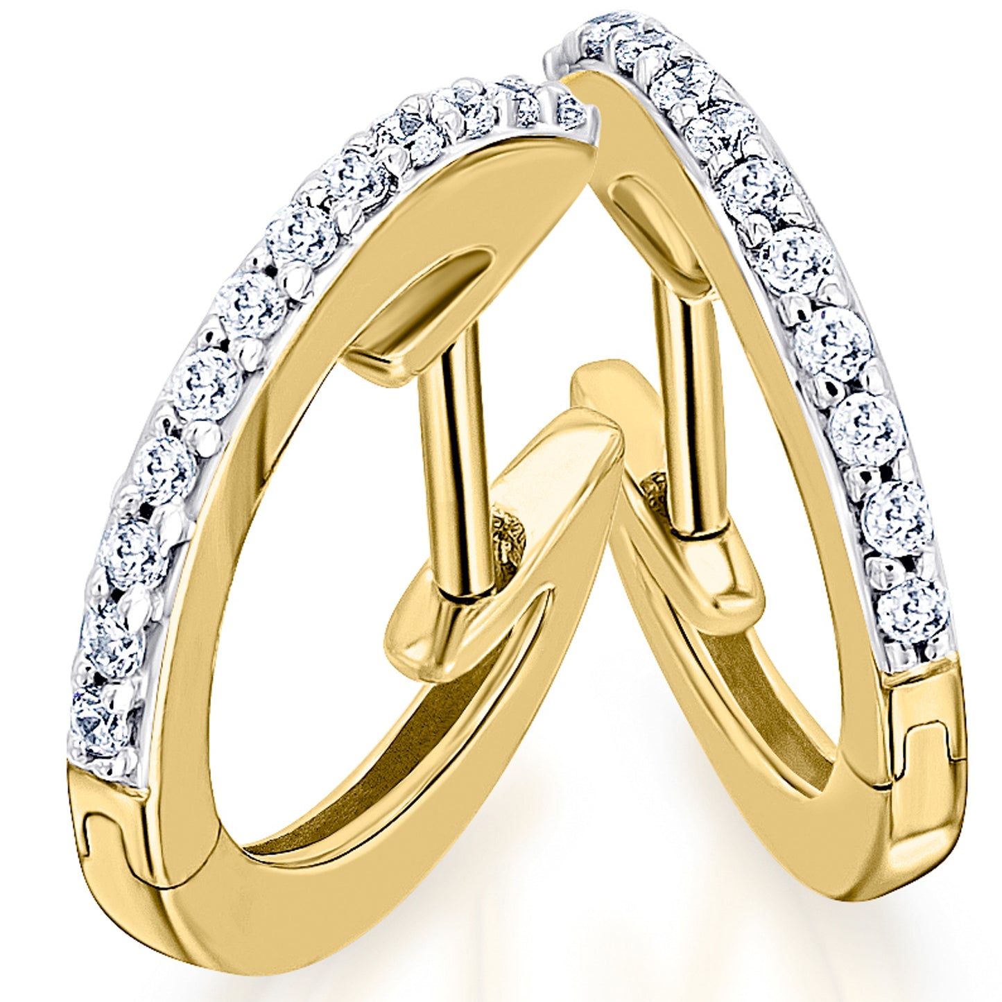 0,15 ct Diamant Brillant Ohrringe Creolen aus 585 Gelbgold