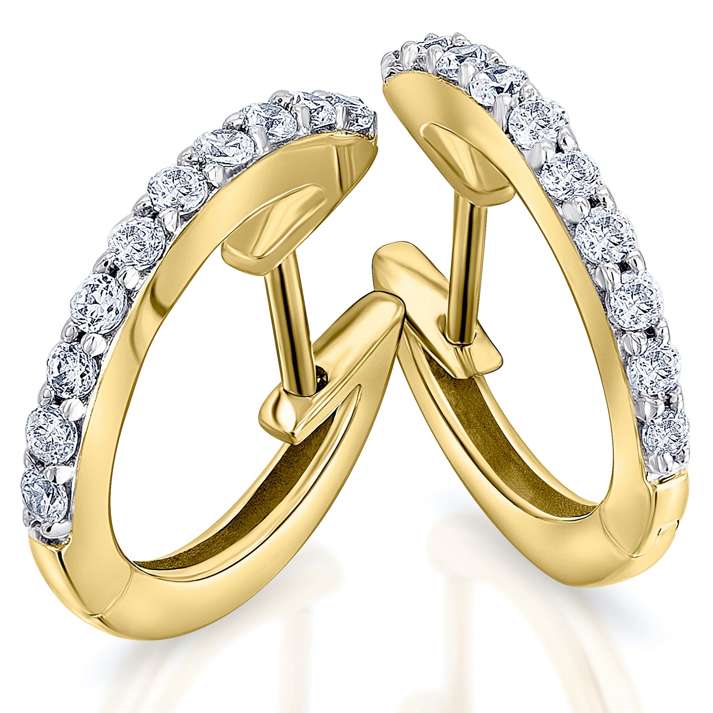 0,30 ct Diamant Brillant Ohrringe Creolen aus 585 Gelbgold