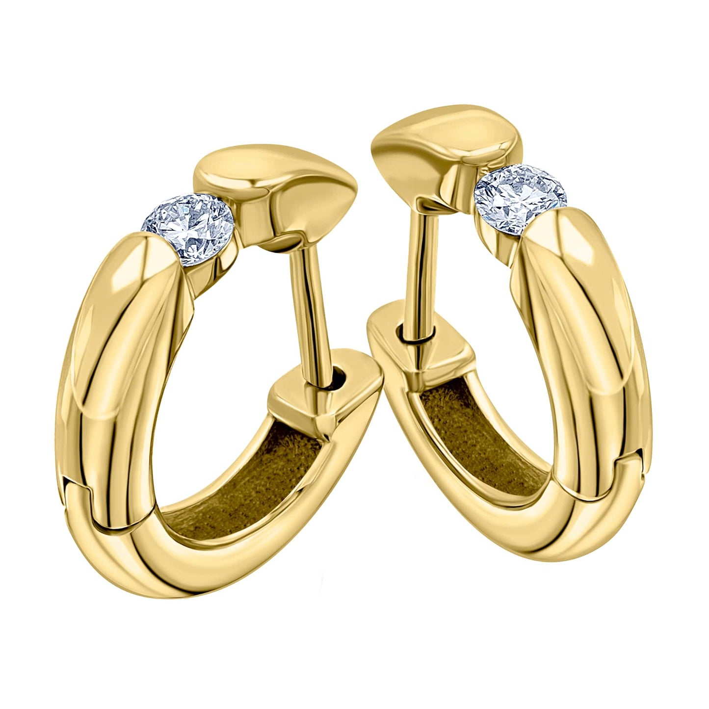 0,10 ct Diamant Brillant Ohrringe Creolen aus 585 Gelbgold