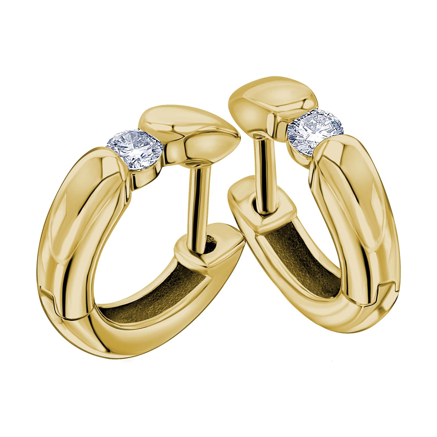 0,15 ct Diamant Brillant Ohrringe Creolen aus 585 Gelbgold