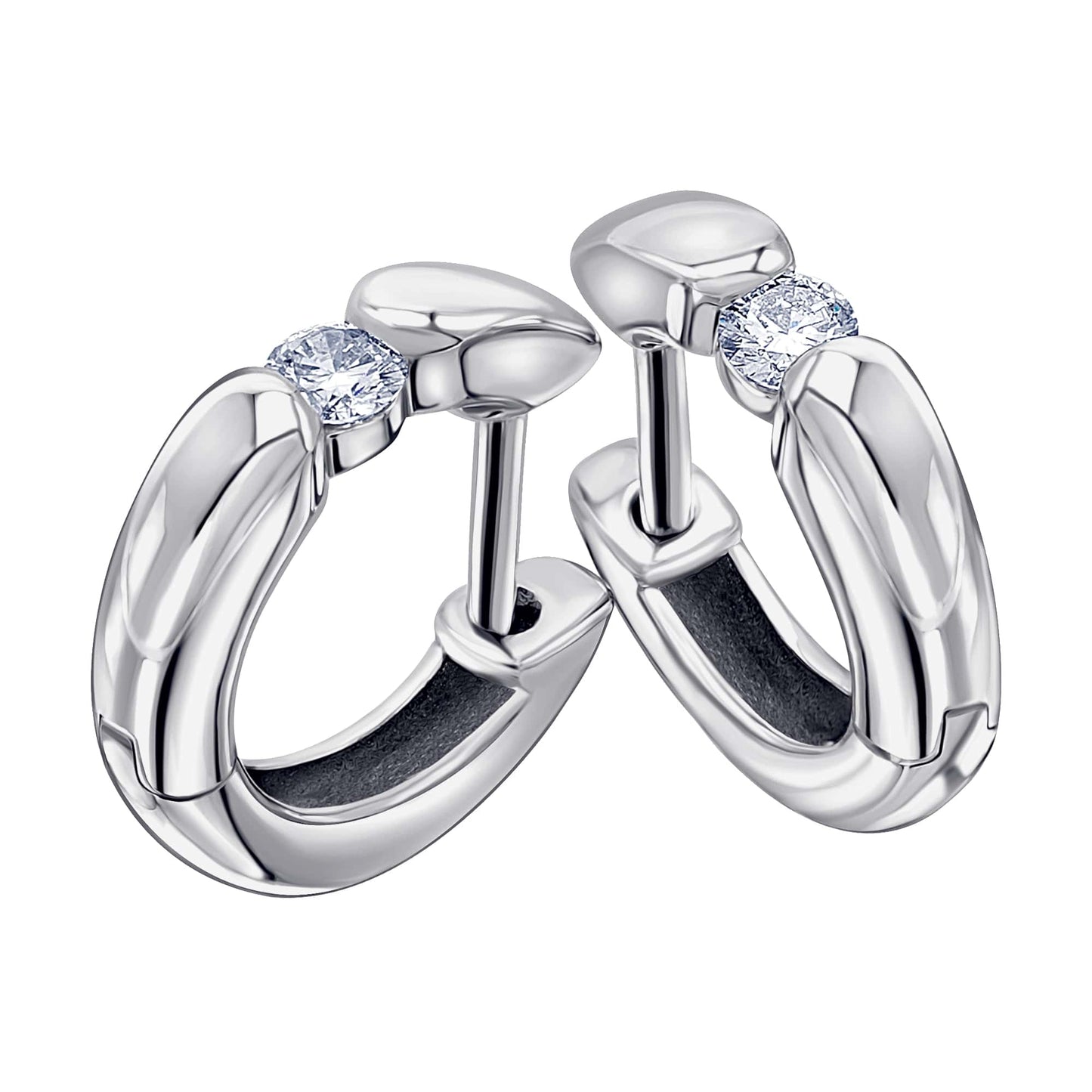 0,15 ct Diamant Brillant Ohrringe Creolen aus 585 Weißgold