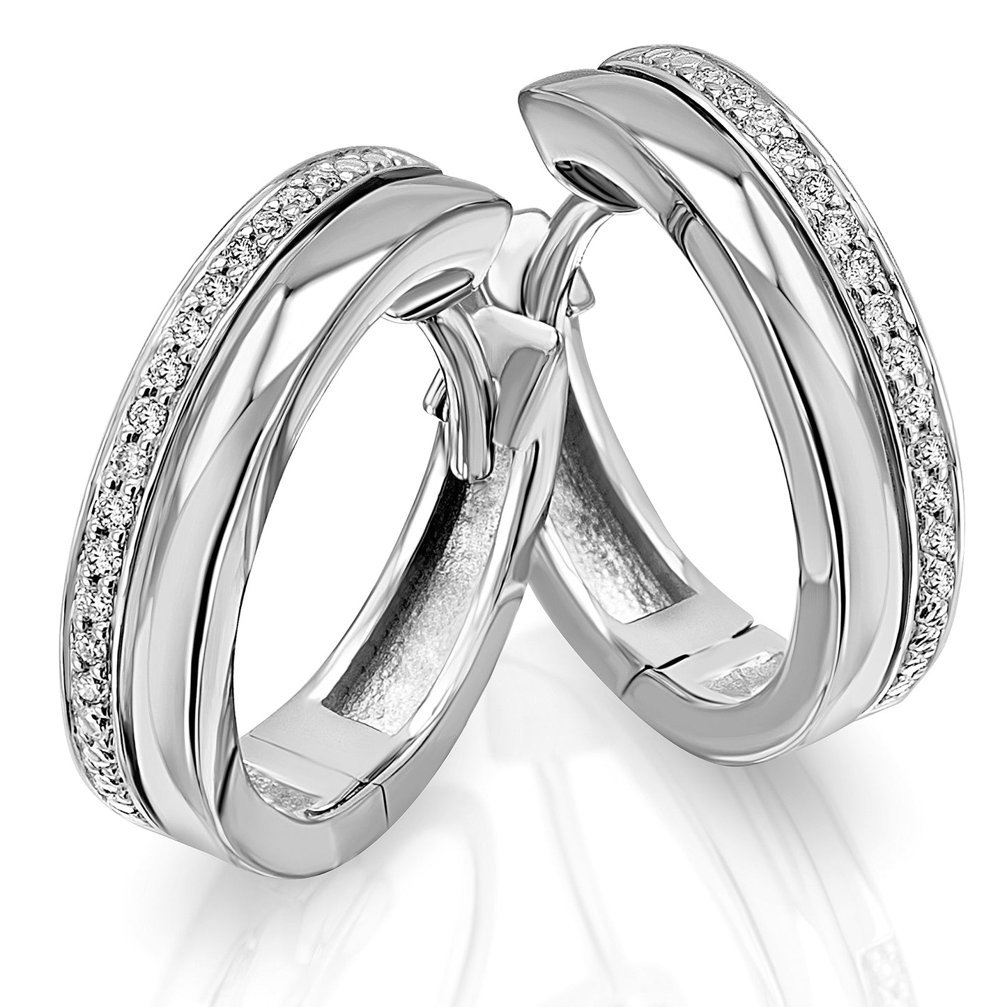 One Element 0,09 ct Brillant Diamant Ohrringe Creolen aus 585 Weißgold