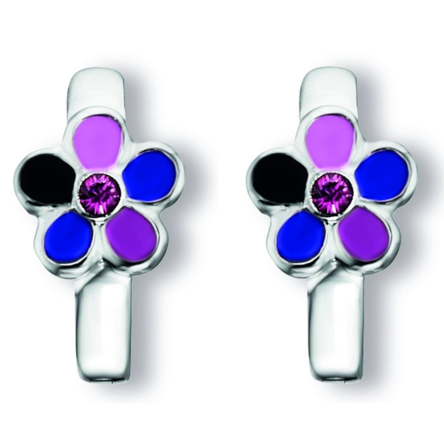 One Element Kristall Blume Ohrringe Creolen aus 925 Silber