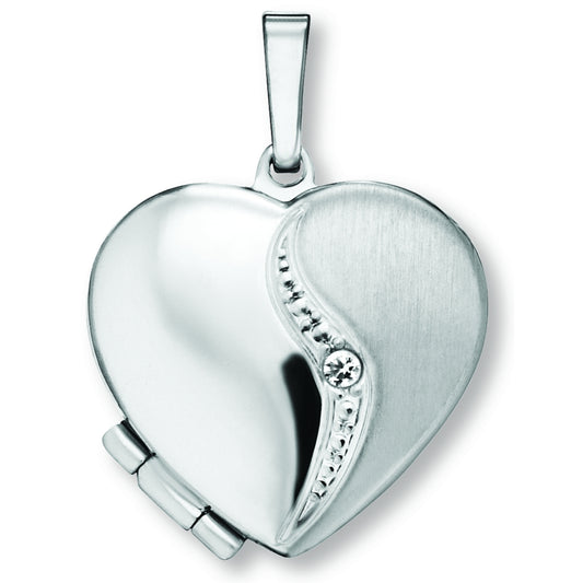 One Element Zirkonia Medaillon Herz Medaillon aus 925 Silber