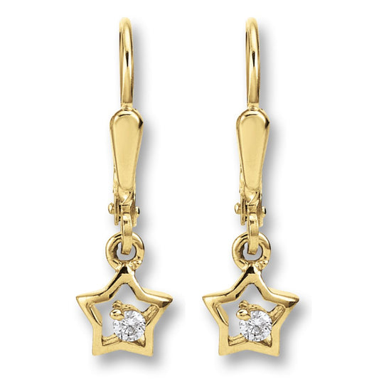 Zirkonia Stern Ohrringe   Ohrhänger aus 333 Gelbgold