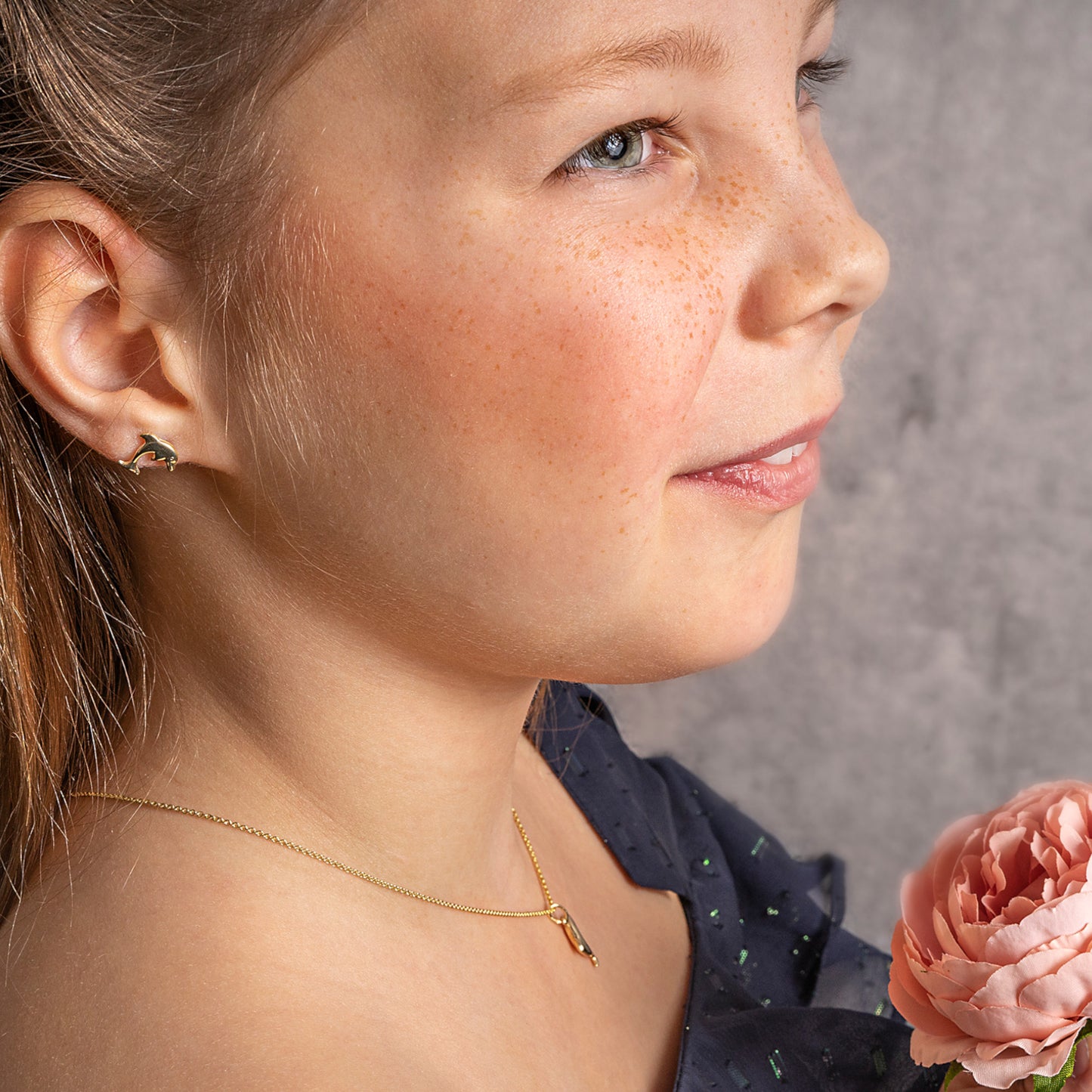 One Element Delfin Ohrringe Ohrstecker aus 333 Gelbgold