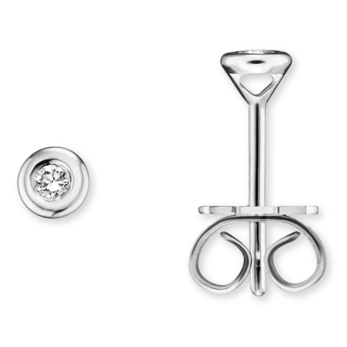One Element 0.15 ct Brillant Diamant Zarge Ohrringe Ohrstecker aus 585 Weißgold