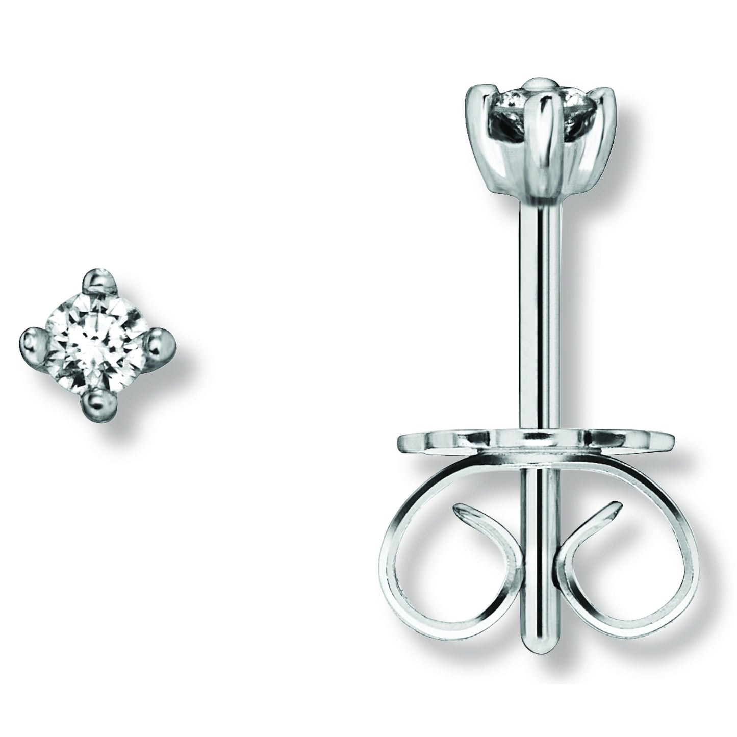 One Element 0.2 ct Brillant Diamant Ohrringe Ohrstecker aus 585 Weißgold