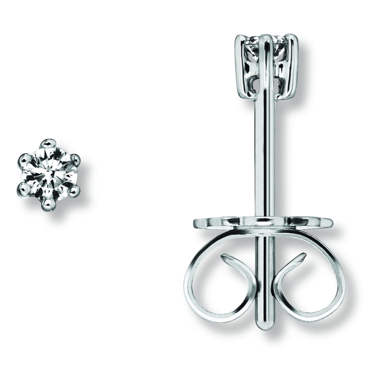 One Element 0.1 ct Brillant Diamant Ohrringe Ohrstecker aus 585 Weißgold