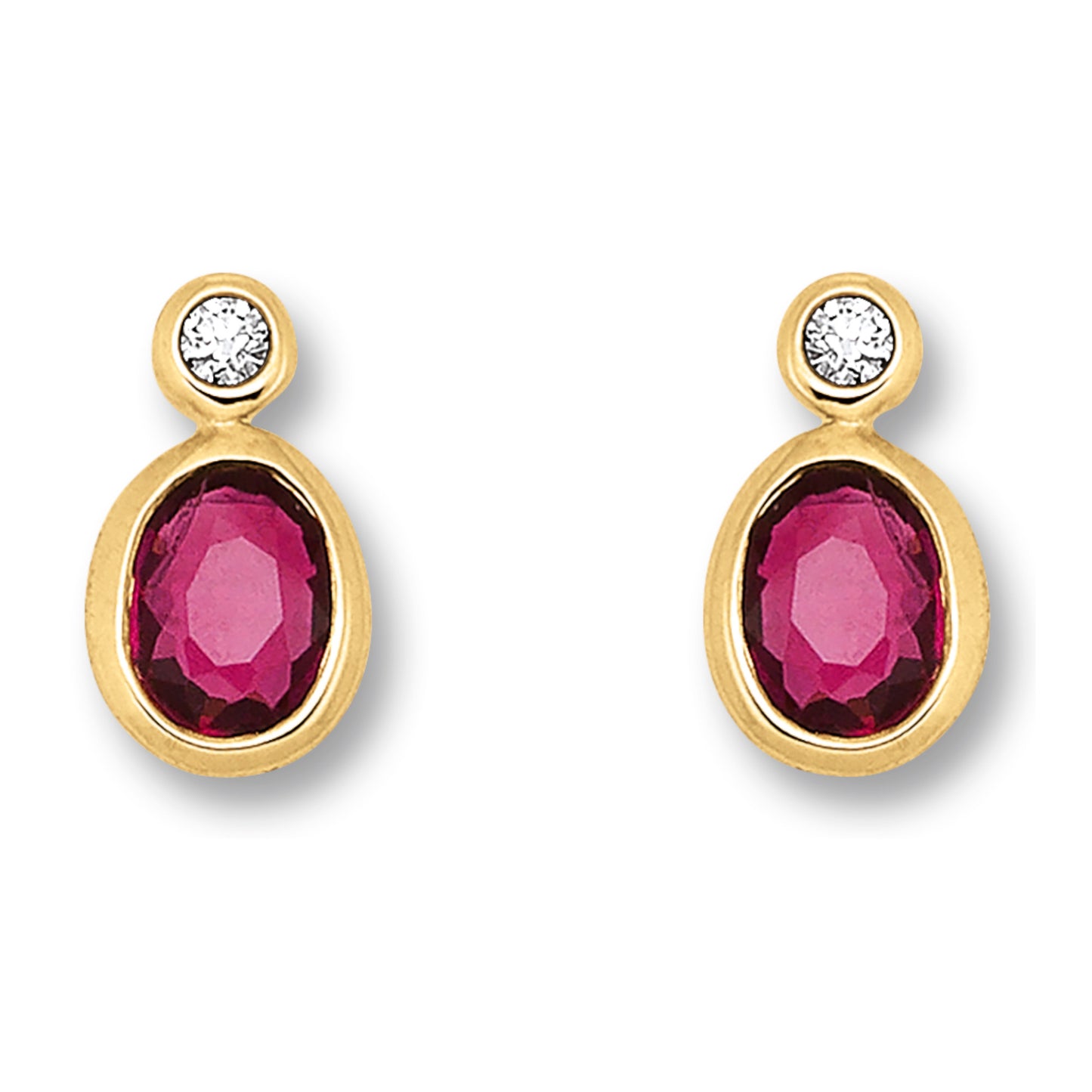 One Element 0.02 ct Brillant Diamant Rubin Ohrringe Ohrstecker aus 585 Gelbgold