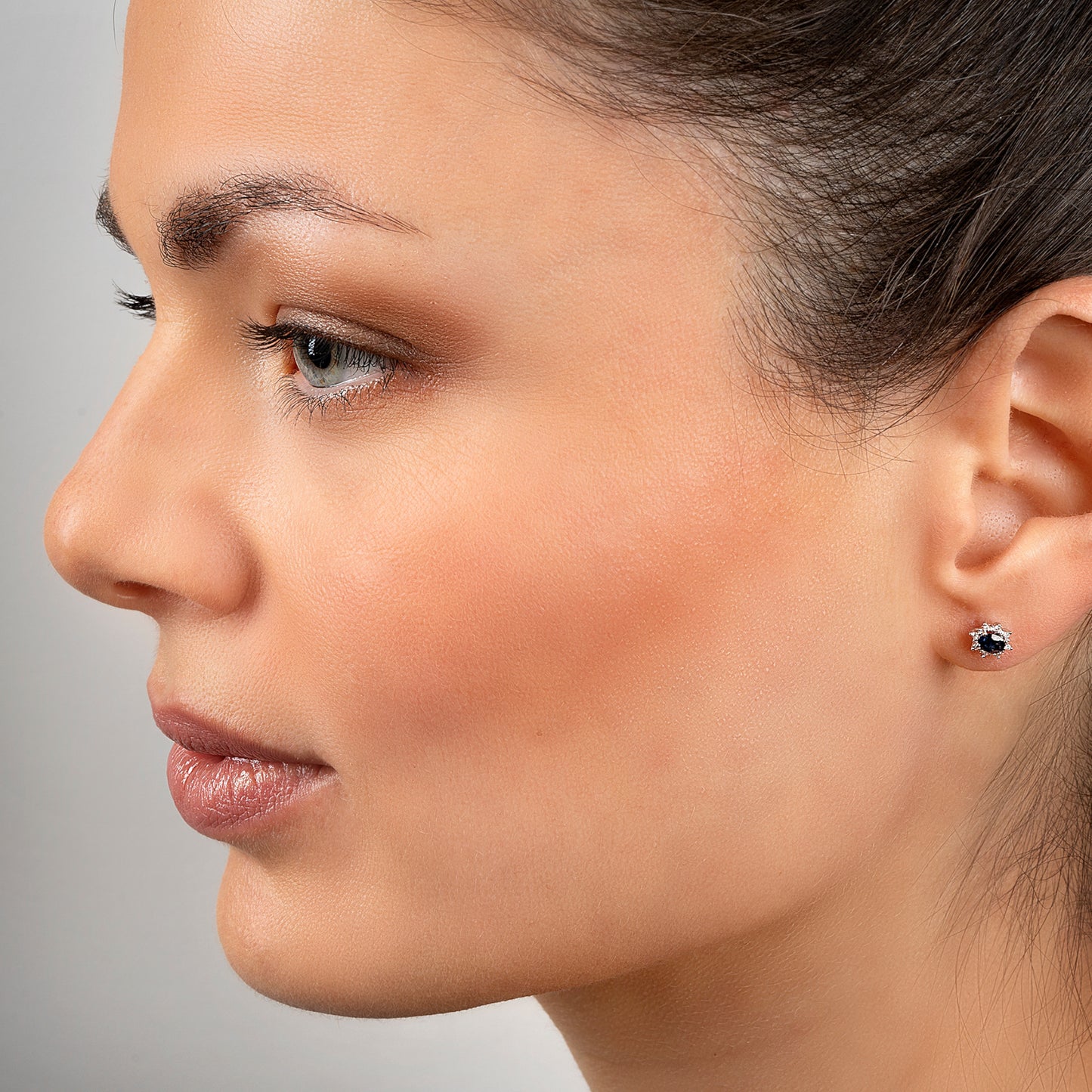 One Element 0.05 ct Brillant Diamant Safir Ohrringe Ohrstecker aus 585 Weißgold