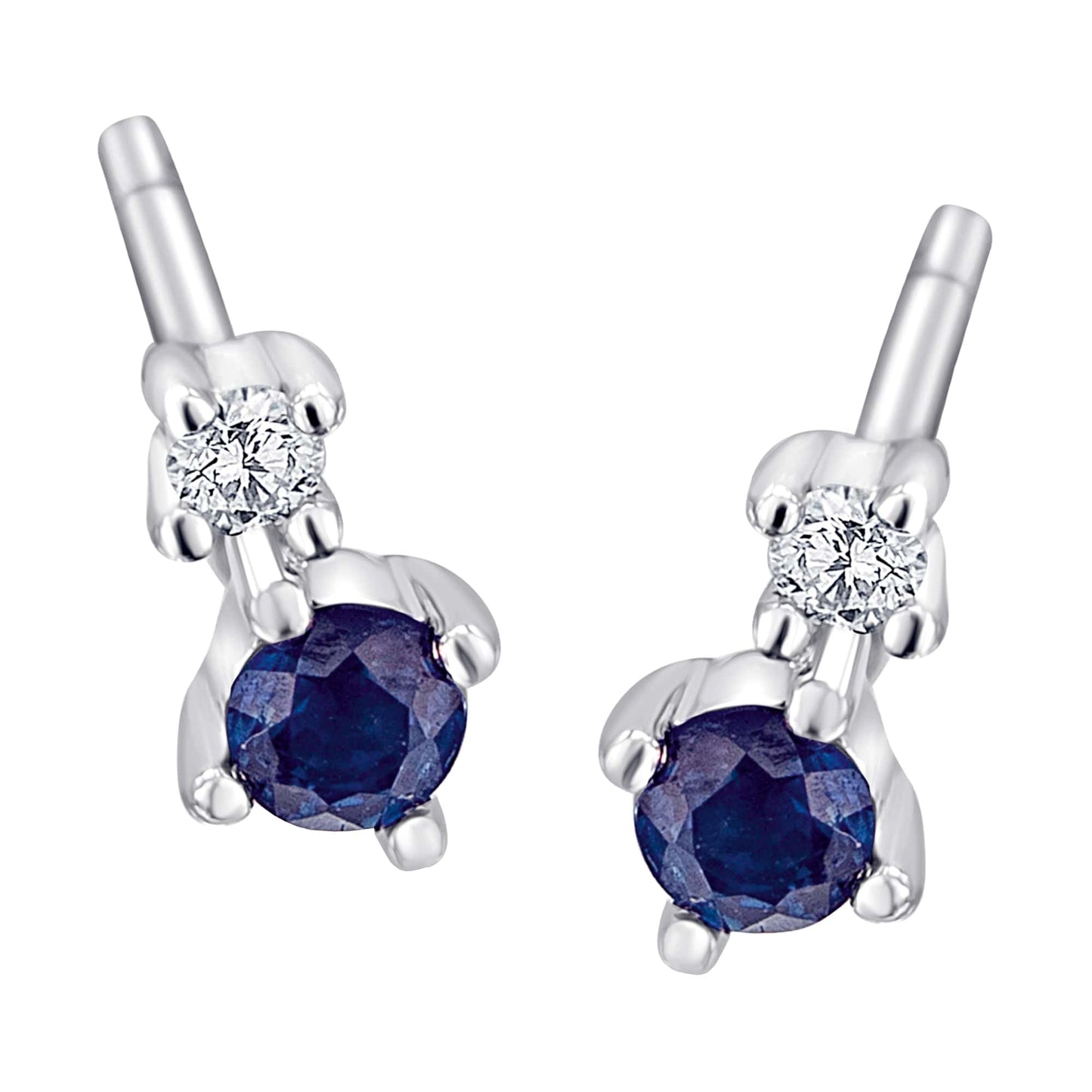 One Element 0,04 ct Brillant Diamant Safir Ohrringe Ohrstecker aus 585 Weißgold