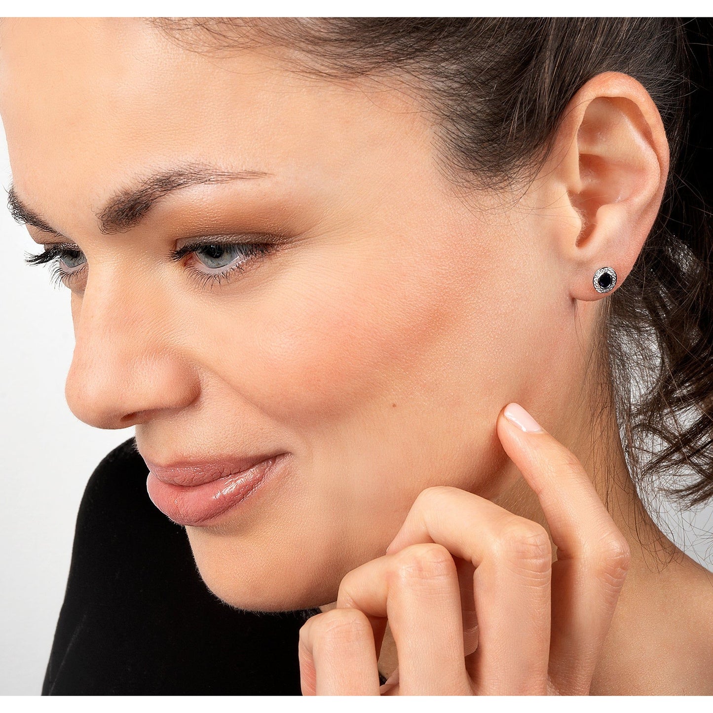 One Element 0,09 ct Brillant Diamant Safir Ohrringe Ohrstecker aus 585 Weißgold