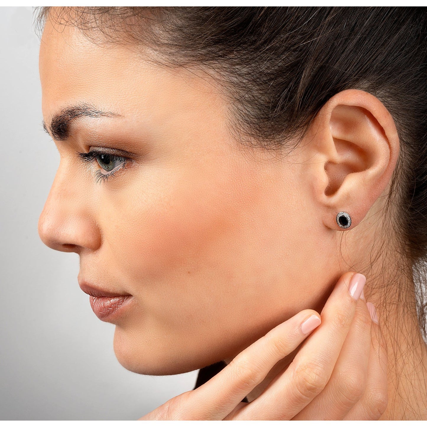 One Element 0,10 ct Brillant Diamant Safir Ohrringe Ohrstecker aus 585 Weißgold