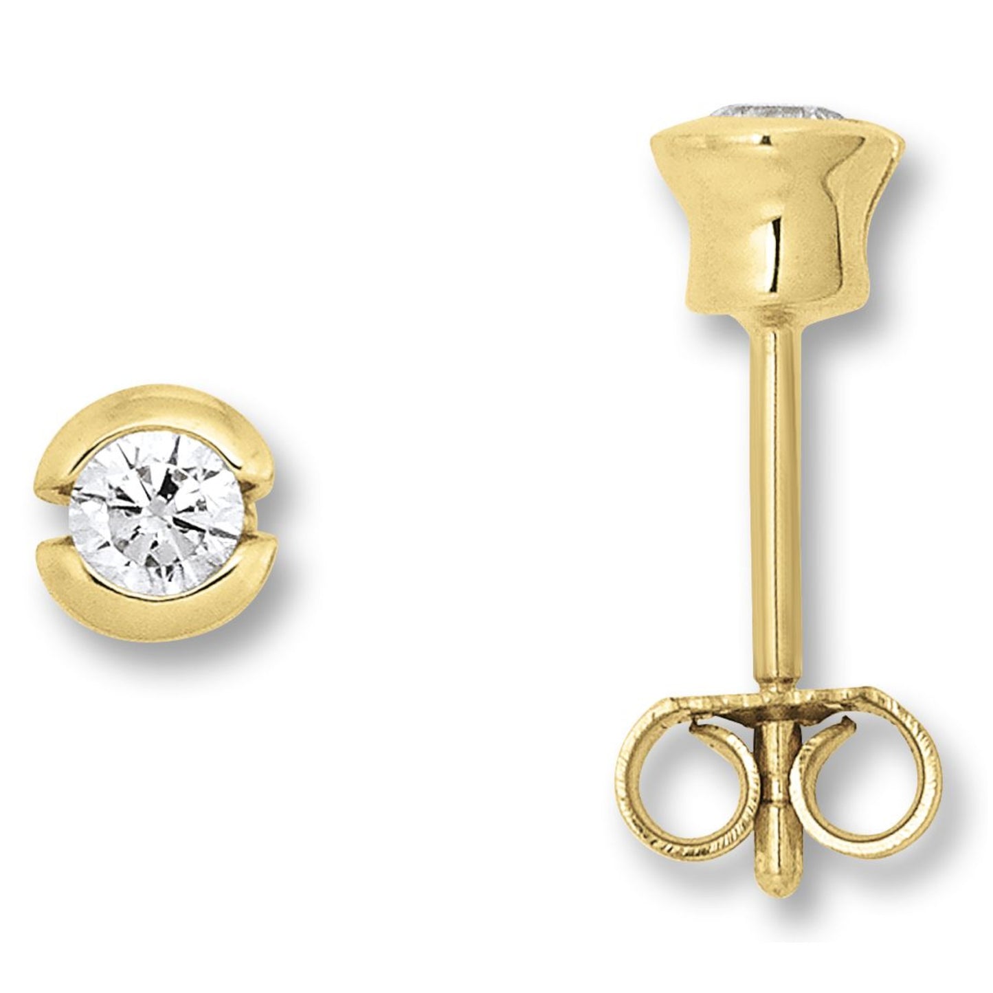 One Element Zirkonia Zarge Ohrringe Ohrstecker aus 333 Gelbgold