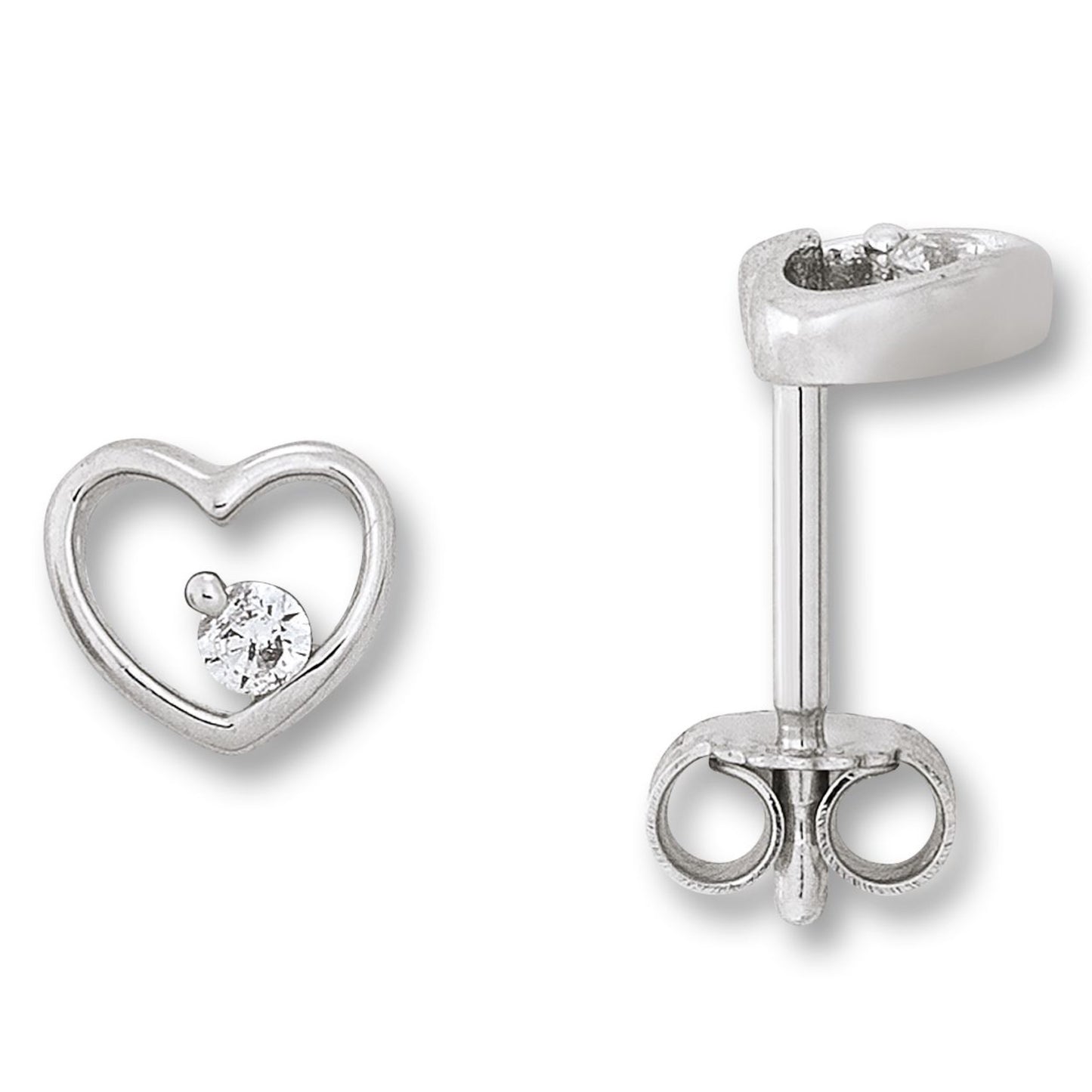 Zirkonia Herz Ohrringe Ohrstecker aus 925 Silber