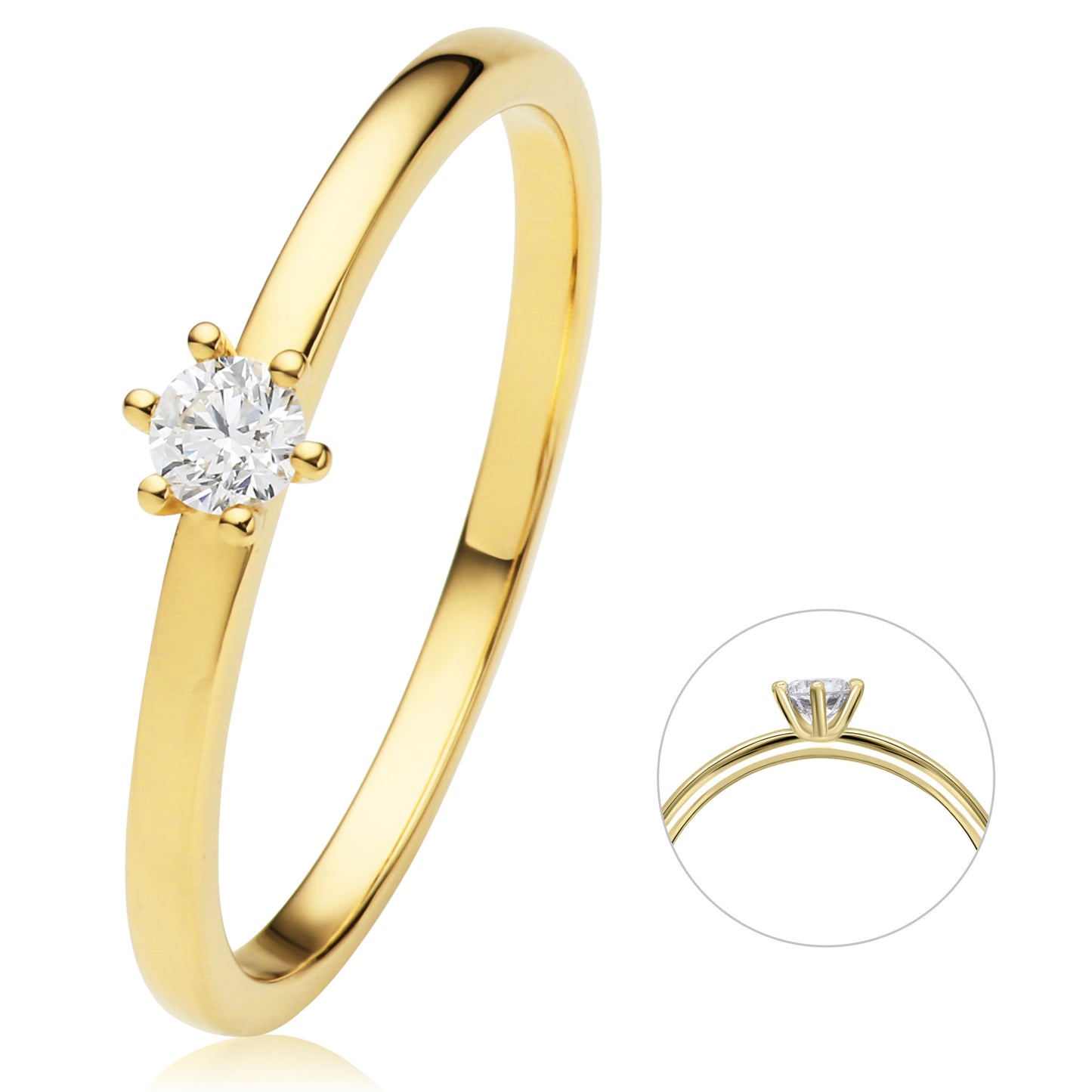 0.1 ct Diamant Brillant Ring aus 585 Gelbgold